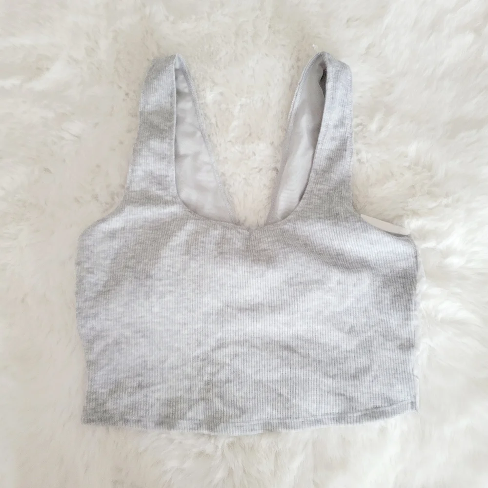 🩶AERIE RIBBED LACE LONGLINE BRALETTE SIZE M